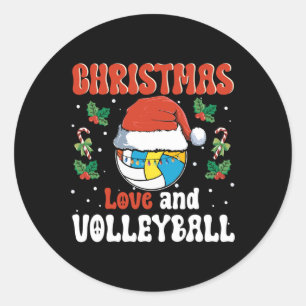 Weihnachts-Liebe und Volleyball Weihnachtssport-De Runder Aufkleber