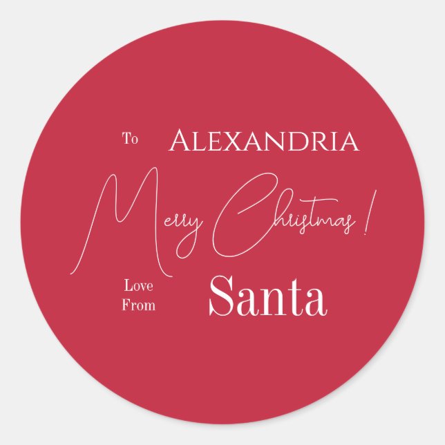 Weihnachts-Liebe vom Weihnachtsmann Personalisiert Runder Aufkleber (Vorderseite)