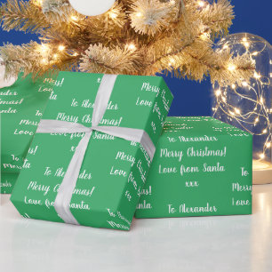 Weihnachts-Liebe von Santa Personalisiert Green Geschenkpapier