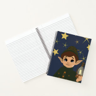 Weihnachts-Liebenswerter Elf und Sternennacht Notizbuch