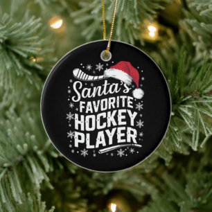 Weihnachts Lieblings-Hockey-Spieler Pajama Weihnac Keramik Ornament