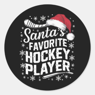 Weihnachts Lieblings-Hockey-Spieler Pajama Weihnac Runder Aufkleber