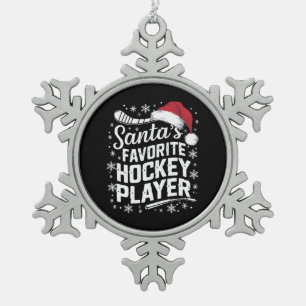 Weihnachts Lieblings-Hockey-Spieler Pajama Weihnac Schneeflocken Zinn-Ornament