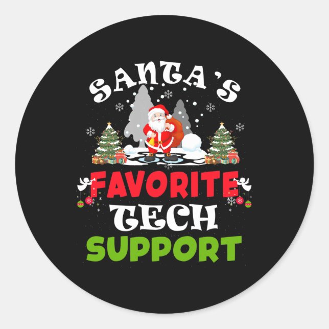 Weihnachts Lieblings-Tech-Support Funny Christmas  Runder Aufkleber (Vorderseite)