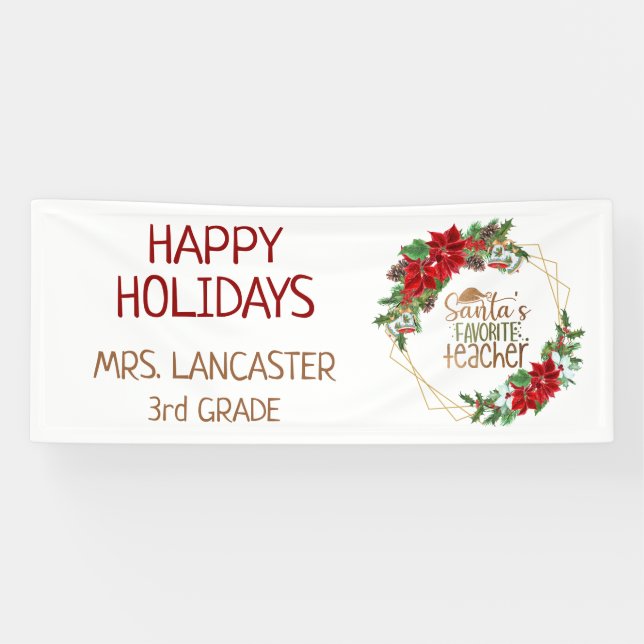 Weihnachts Lieblingslehrer glückliche Weihnachtsfe Banner (Horizontal)