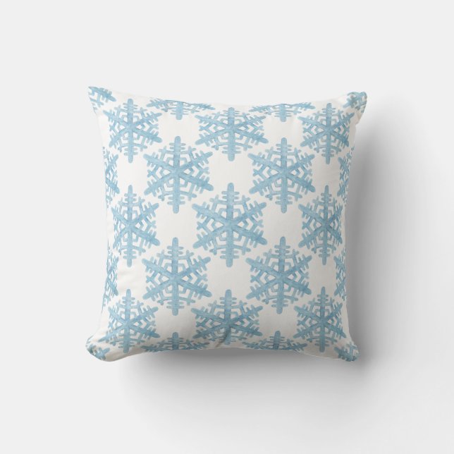 Weihnachts Light Blue Watercolor Schneeflocken Mus Kissen (Vorderseite)