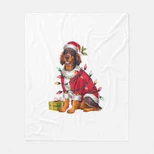 Weihnachts-Lighting Santa Irish Setter Dog Weihnac Fleecedecke