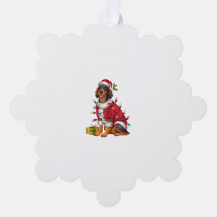 Weihnachts-Lighting Santa Irish Setter Dog Weihnac Ornament Karte
