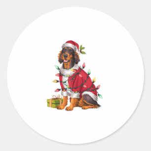 Weihnachts-Lighting Santa Irish Setter Dog Weihnac Runder Aufkleber