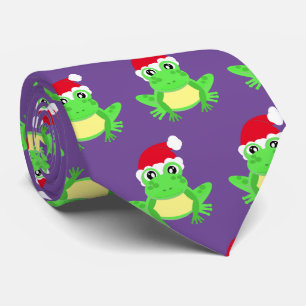 Weihnachts Lila Frog Weihnachtsmannmütze Muster Ne Krawatte