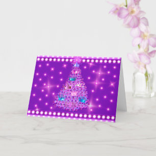 Weihnachts-Lila Kronen-Tree-Grußkarte Karte