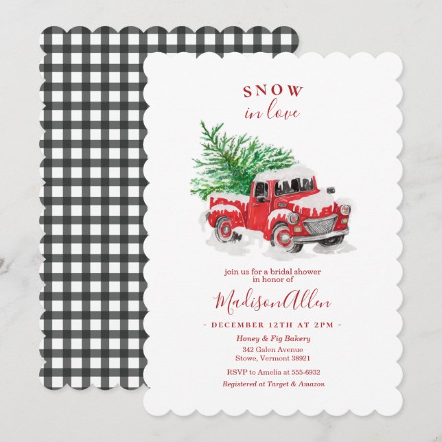 Weihnachts-Little-Truck-Brautparty Einladung (Vorne/Hinten)