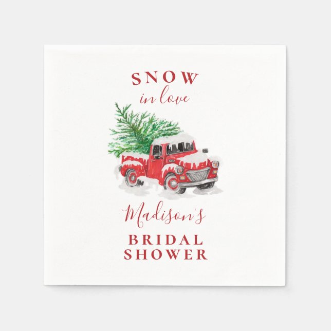 Weihnachts-Little-Truck-Brautparty Serviette (Vorderseite)