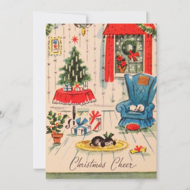 Weihnachts-Livesaal Scene Holiday Card Feiertagskarte (Vorderseite)