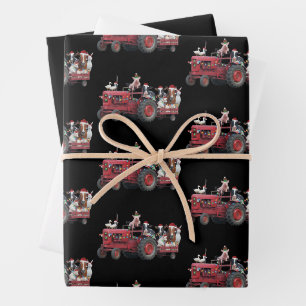Weihnachts-LKW Bauernhoftiere Landtraktor Weihnach Geschenkpapier Set