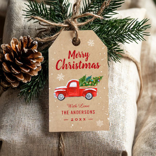 Weihnachts-LKW Frohe Weihnachten Schneeflocken Kra Geschenkanhänger