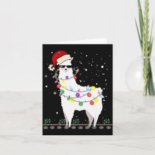 Weihnachts-Llama-Santa-Hut hässlicher Weihnachtsba Karte