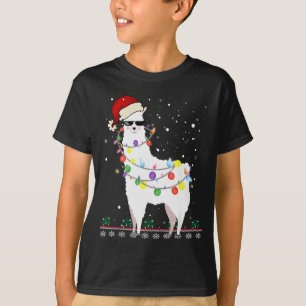 Weihnachts-Llama-Santa-Hut hässlicher Weihnachtsba T-Shirt