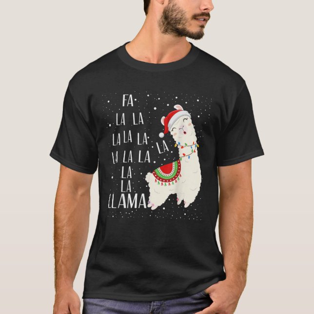 Weihnachts Llama Singing Fa La Xmas Tree Llama L T-Shirt (Vorderseite)