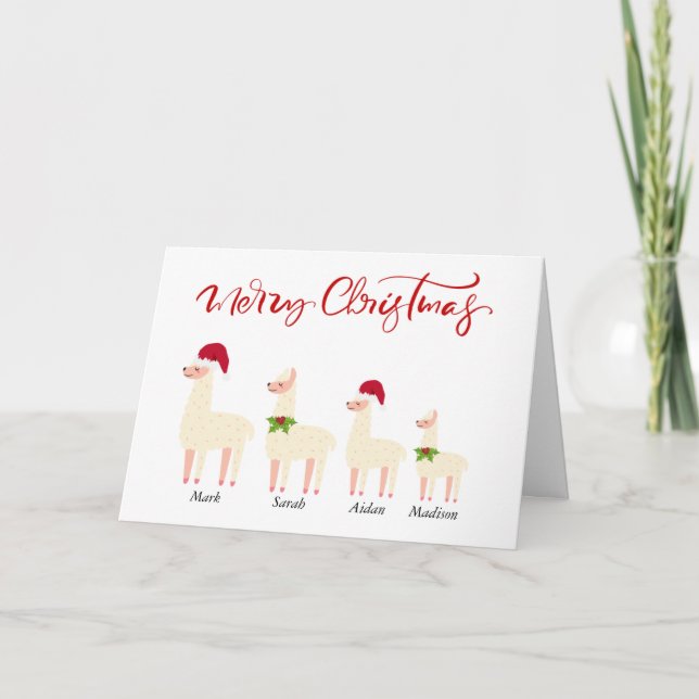 Weihnachts-Llamas-Faltschachtel Feiertagskarte (Vorderseite)