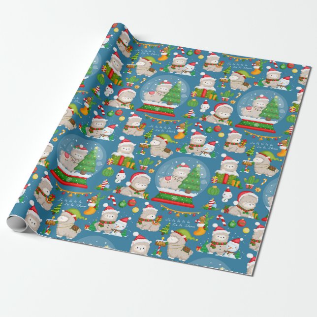 Weihnachts Lllamas Wrapping Paper Geschenkpapier (Ungerollt)
