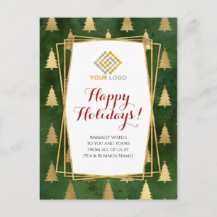 Weihnachts-Logo Green Gold Snowflakes Business Postkarte
