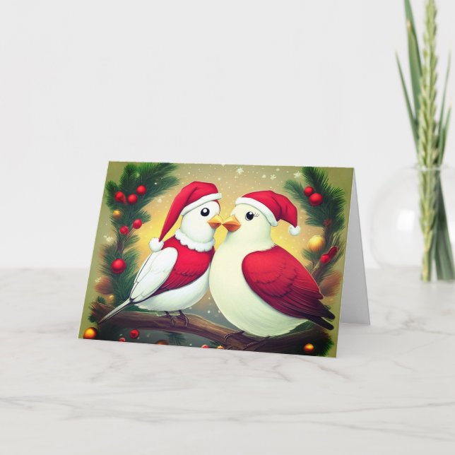 Weihnachts-Lovebirds-Urlaubskarte Feiertagskarte (Vorderseite)