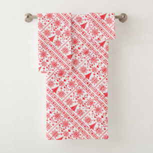 Weihnachts-Lover-Muster Sampler-Design Badhandtuch Set