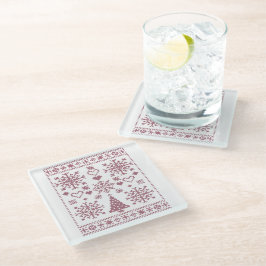 Weihnachts-Lover-Muster Sampler-Design Glasuntersetzer