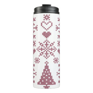 Weihnachts-Lover-Muster Sampler-Design Thermosbecher