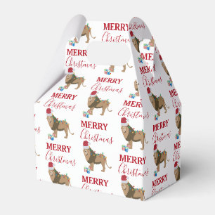 Weihnachts-Löwentier mit Weihnachtsmannmütze Geschenkschachtel