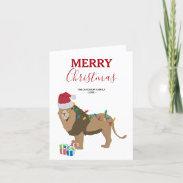 Weihnachts-Löwentier mit Weihnachtsmannmütze-Karte Dankeskarte