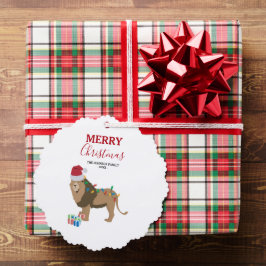 Weihnachts-Löwentier mit Weihnachtsmannmütze-Karte Ornament Karte