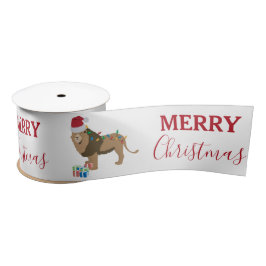 Weihnachts-Löwentier mit Weihnachtsmannmütze Satinband