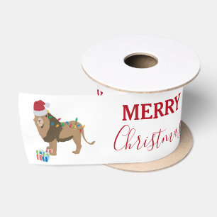 Weihnachts-Löwentier mit Weihnachtsmannmütze Satinband