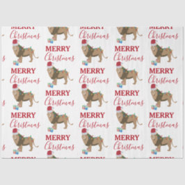 Weihnachts-Löwentier mit Weihnachtsmannmütze Seidenpapier