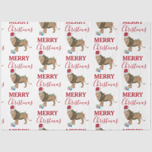 Weihnachts-Löwentier mit Weihnachtsmannmütze Seidenpapier
