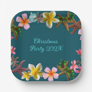 Weihnachts-Luau-Seestern-Hawaiianische Blumen Pappteller
