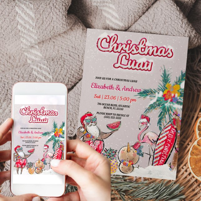 Weihnachts Luau Tropical Santa Einladung Karte (Christmas Luau Tropical Santa Invitation Card)