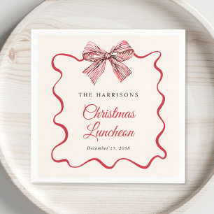 Weihnachts-Lunch-Rotgestreifter Koketten-Schleife Serviette