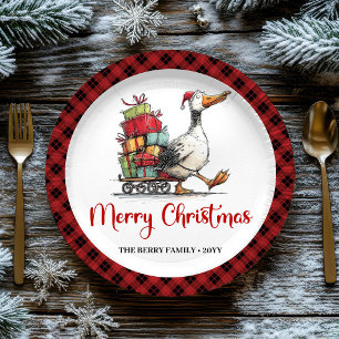 Weihnachts-Lustige-Gans-Whimsical-Minimal-Party Pappteller