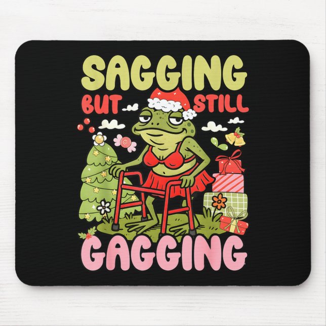 Weihnachts lustiger Frosch Meme Weihnachten Hängen Mousepad (Vorne)