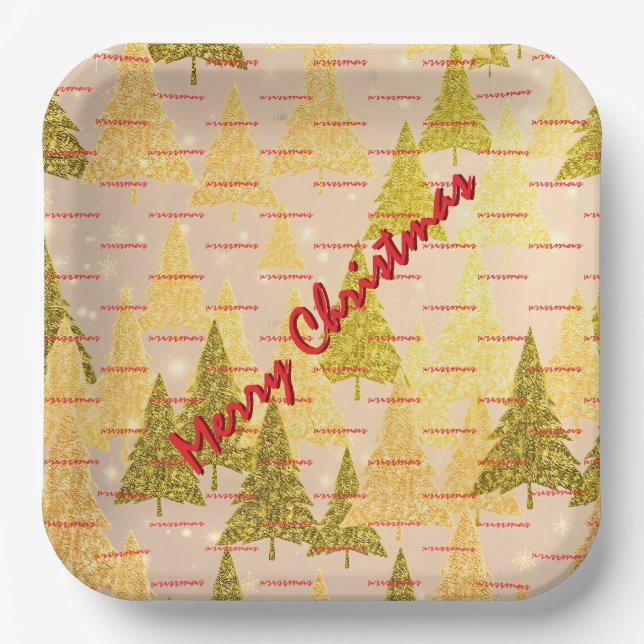 Weihnachts Luxus Weihnachtsbäume Festlich Pappteller (Vorderseite)
