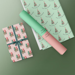 Weihnachts-Macaron-Bäume und Kerzen-Custom-Nachric Geschenkpapier Set