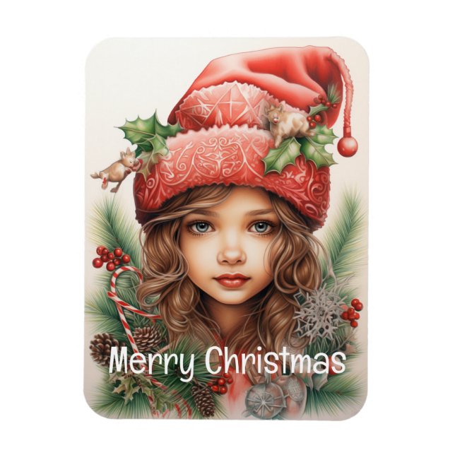 Weihnachts Mädchen Custom 3 von 25 Magnet (Vertikal)