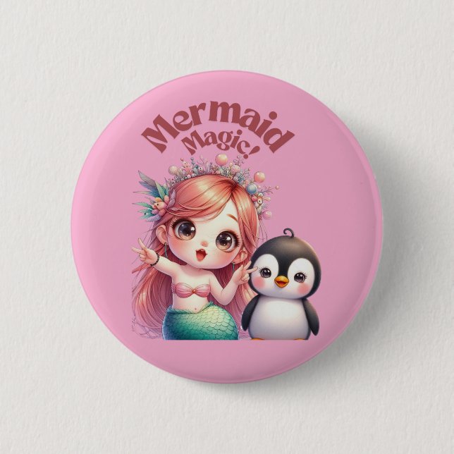 Weihnachts Magic Card mit Pinguin Spaß Button (Vorderseite)