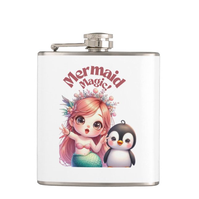 Weihnachts Magic Card mit Pinguin Spaß Flachmann (Vorderseite)