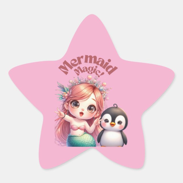 Weihnachts Magic Card mit Pinguin Spaß Stern-Aufkleber (Vorderseite)