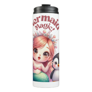 Weihnachts Magic Card mit Pinguin Spaß Thermosbecher