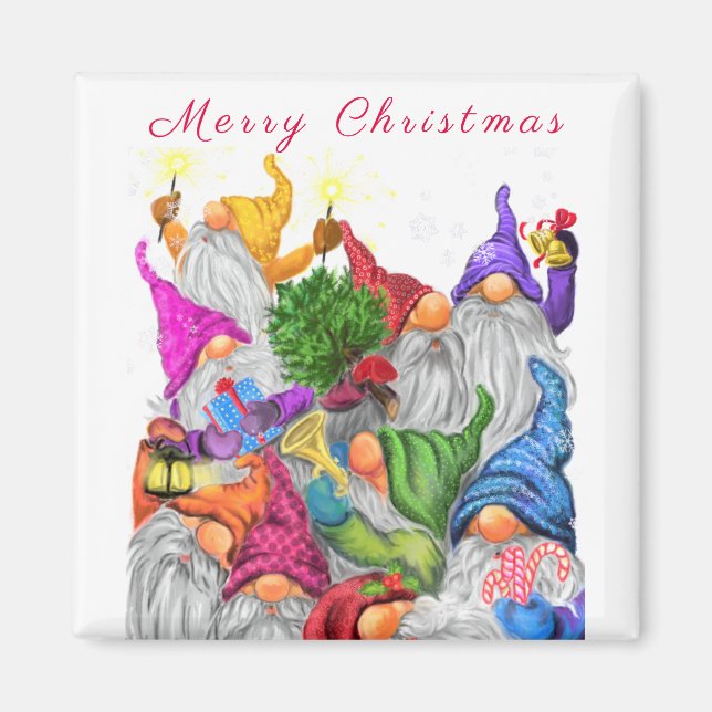 Weihnachts-Magnet-Geschenk mit Happy Gnome-Party Magnet (Vorne)